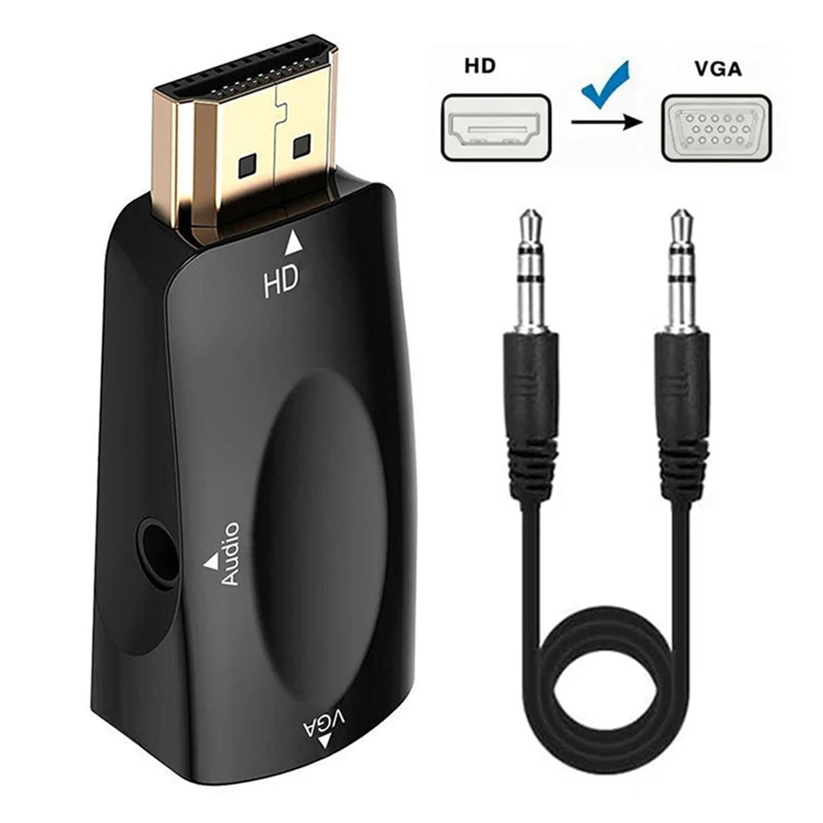 Adaptateur HDMI Vers VGA Avec Câble Audio (1080P) Fonctionne For Ordinateur Portable/boîtier TV/projecteur(White no Cable)