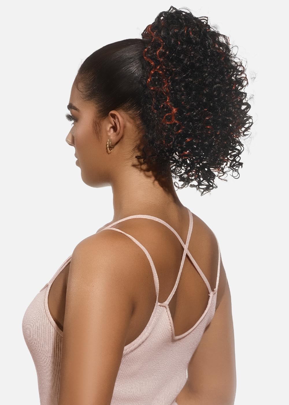 PB-RITA by Vivica A. Fox, Jerry Curl 10 Inch, Drawstring Ponytail Hair Extension with 2 Combs, Ready to Wear, Curly Ponytail Hairpiece for Women (1B Off Black)