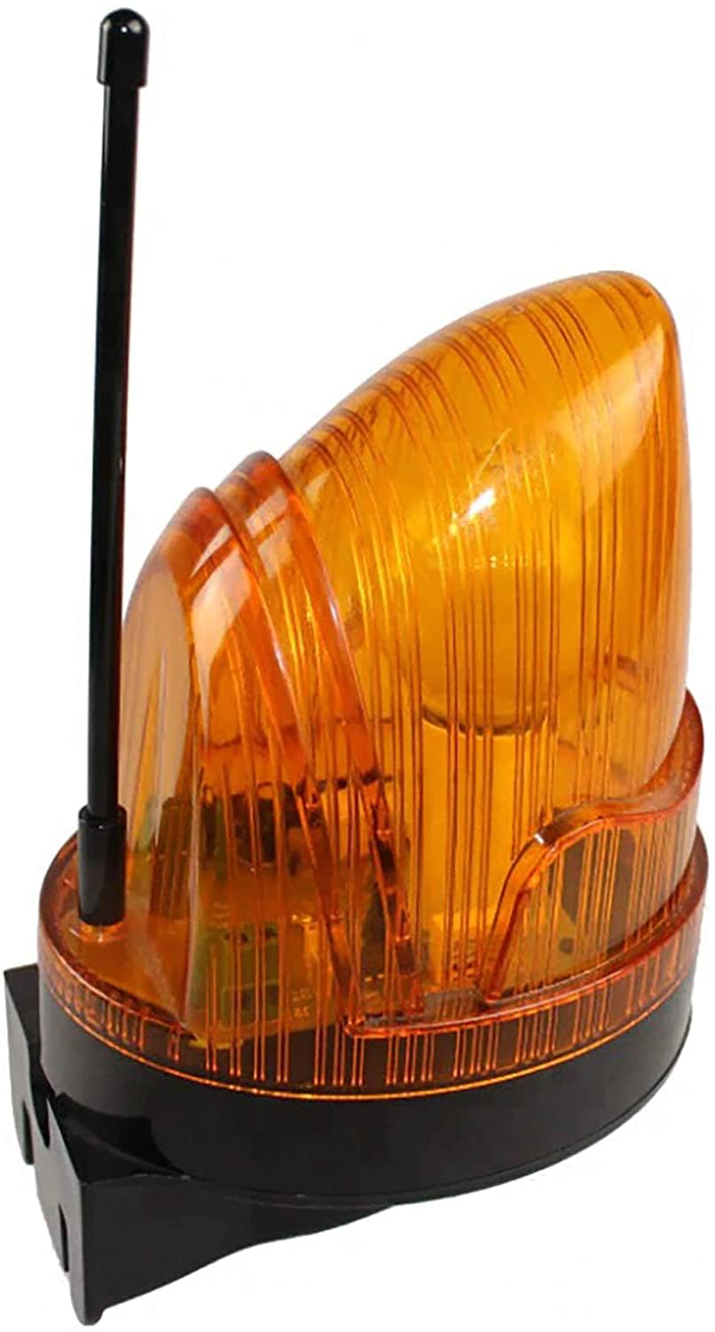 Lámpara Destellante LED Multitensión con Antena 433,92 MHz Luz Intermitente para Puerta Automáticas Garaje Cancelas Correderas Multitensión AC/DC 12V – 265V Impermeable con Soporte de Pared
