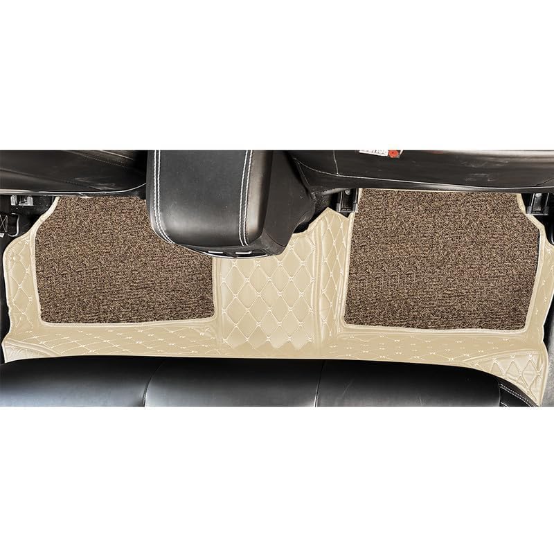 Image of 7D car mat Full Set for Mahindra XUV 7XO AX7 (7 Seater) || Luxury Leather Double Car Floor Mat Complete Set || 100% Waterproof and Washable || Color : Beige