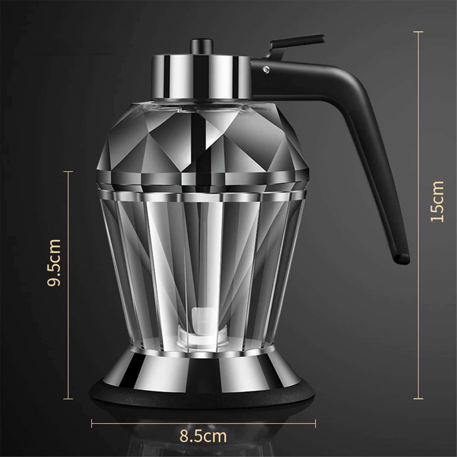 Honigspender, tropffreier Glas-Honigspender mit Ständer, Sirupspender, Gewürzglas für Küchenwerkzeug, Honigtopf mit Ständer, für Sirup, Zucker, Saucen, Glas, 200 ml, 9,5 x 15 cm