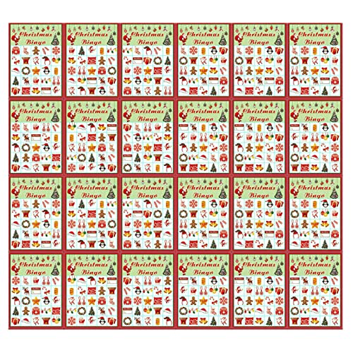 VENTDOUCE Bingo Noël pour Jeux Fête Noël en Grand Groupe pour Enfants 24 Joueu Cartes Bingo Noël pour L'école Salle Classe Famille Faveurs Fournitures Fête Noël – Image 5
