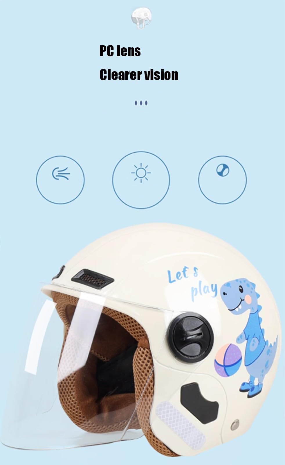 Casco de Motocicleta 3/4 para niños con Visera de 2 a 10 años Casco Abierto para niños y niñas Cascos Retro para ciclomotores eléctricos ATV Homologados ECE A,45-55cm