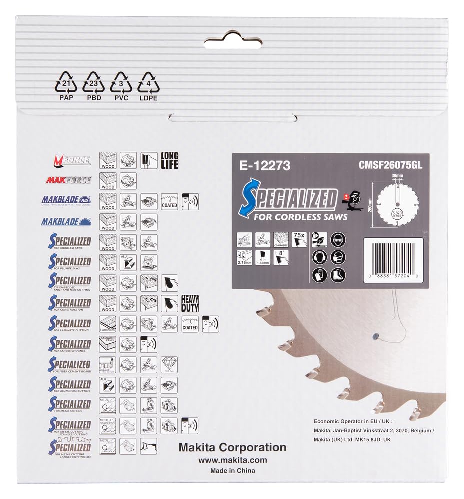 MAKITA disco de corte TCT 260 x 30 x 75T E-12273
