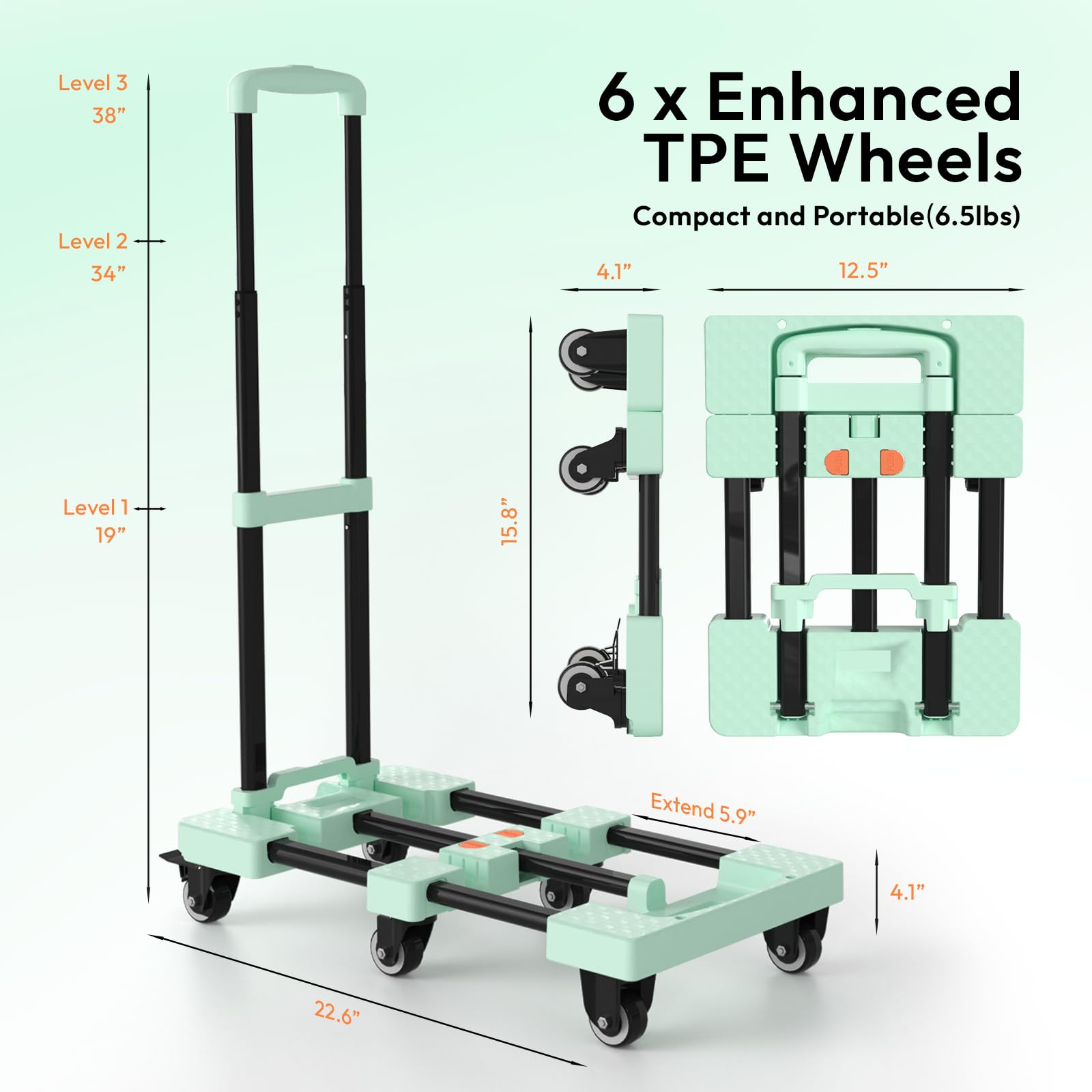 Folding Hand Truck - 500lbs Portable Dolly -4