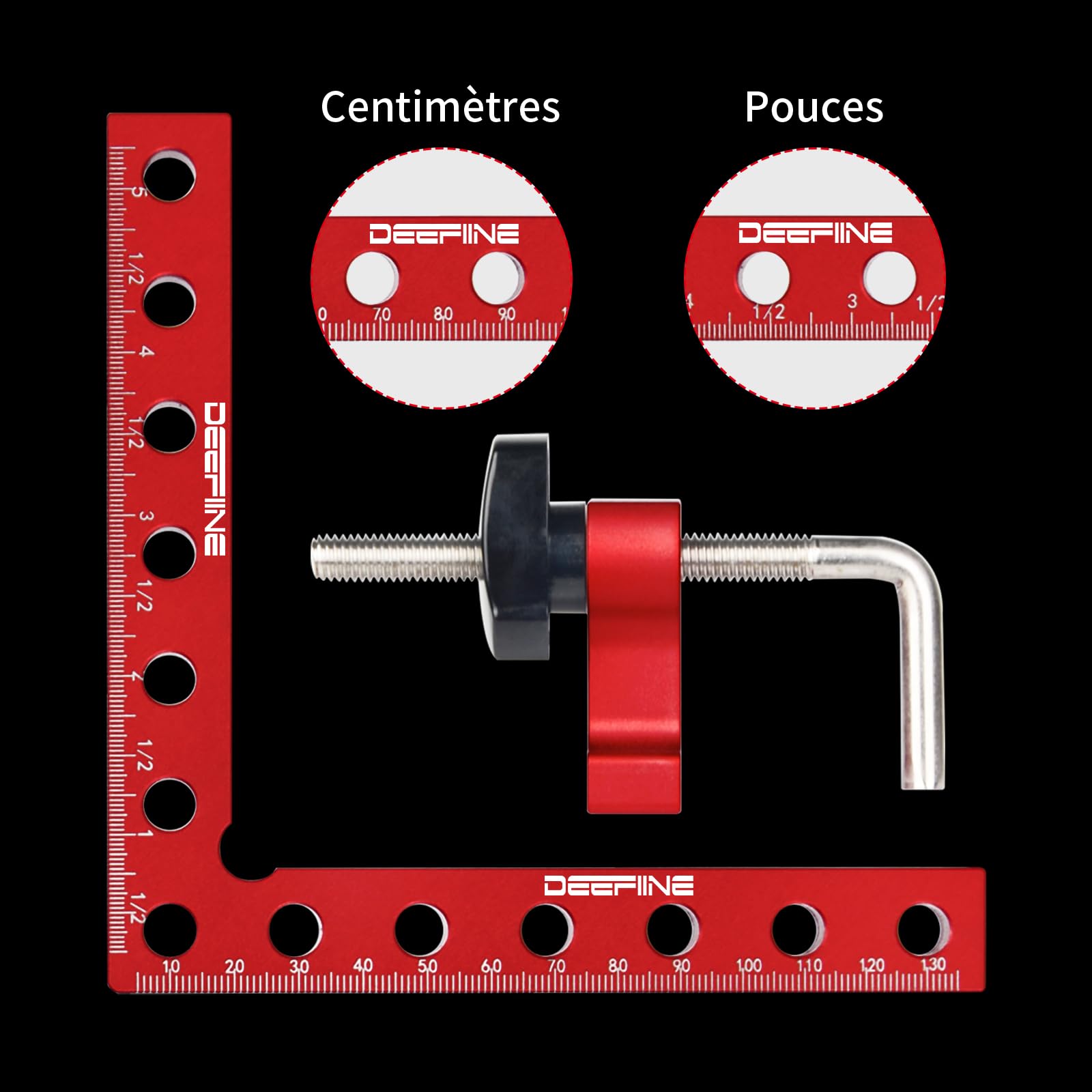 Bloc de Positionnement à 90 Degrés, Pince de Fixation à Angle Droit en Alliage D'aluminium, Outils de Travail du Bois, Pour Cadres Photo - 4 Ensembles (14 cm/5,5")
