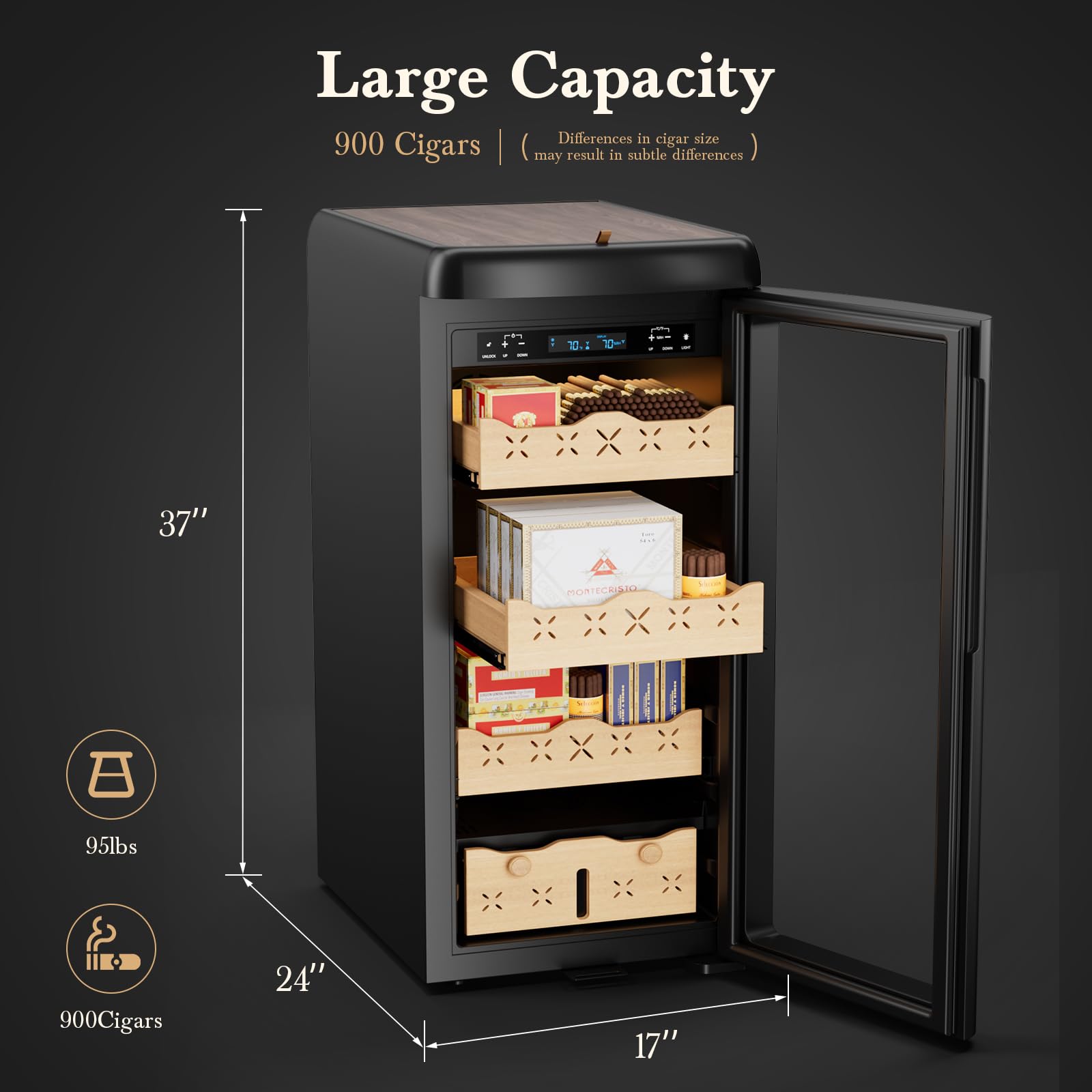 Lioncho 115l Intelligent Temperature & Humidity Adjustable Electronic Refrigerator Cabinet (900 Counts Capacity), Digital Lcd Display, Stainless Steel Lockable on Fridge.com - View 6