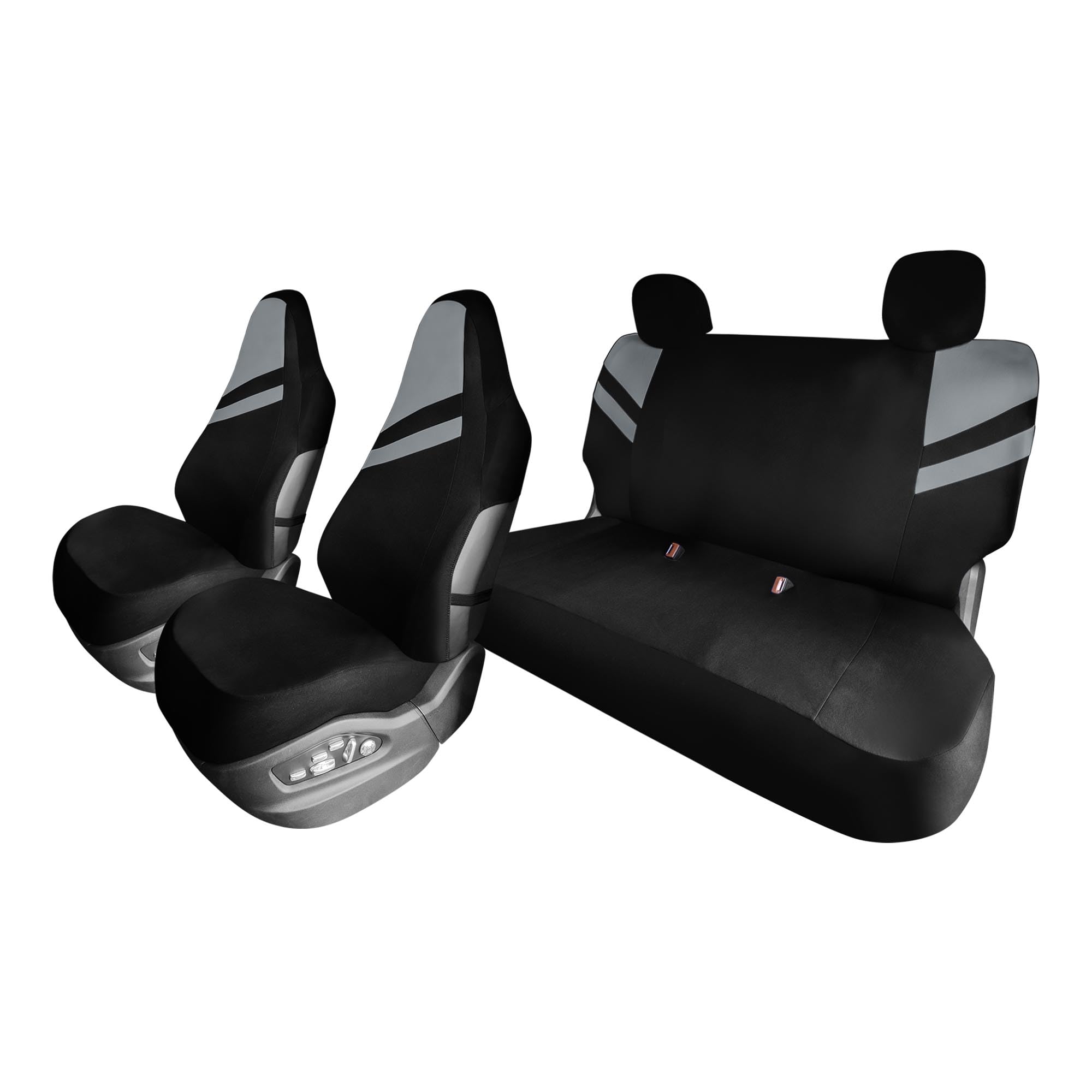 TLH Universal Fit Car Seat Cover– Full Set of Automotive Seat Covers, Gray High Back Sporty Flat Cloth Seat Covers, Seat Protector for Cars, Trucks, SUVs and Vans, Washable Seat Cover, Car Accessories