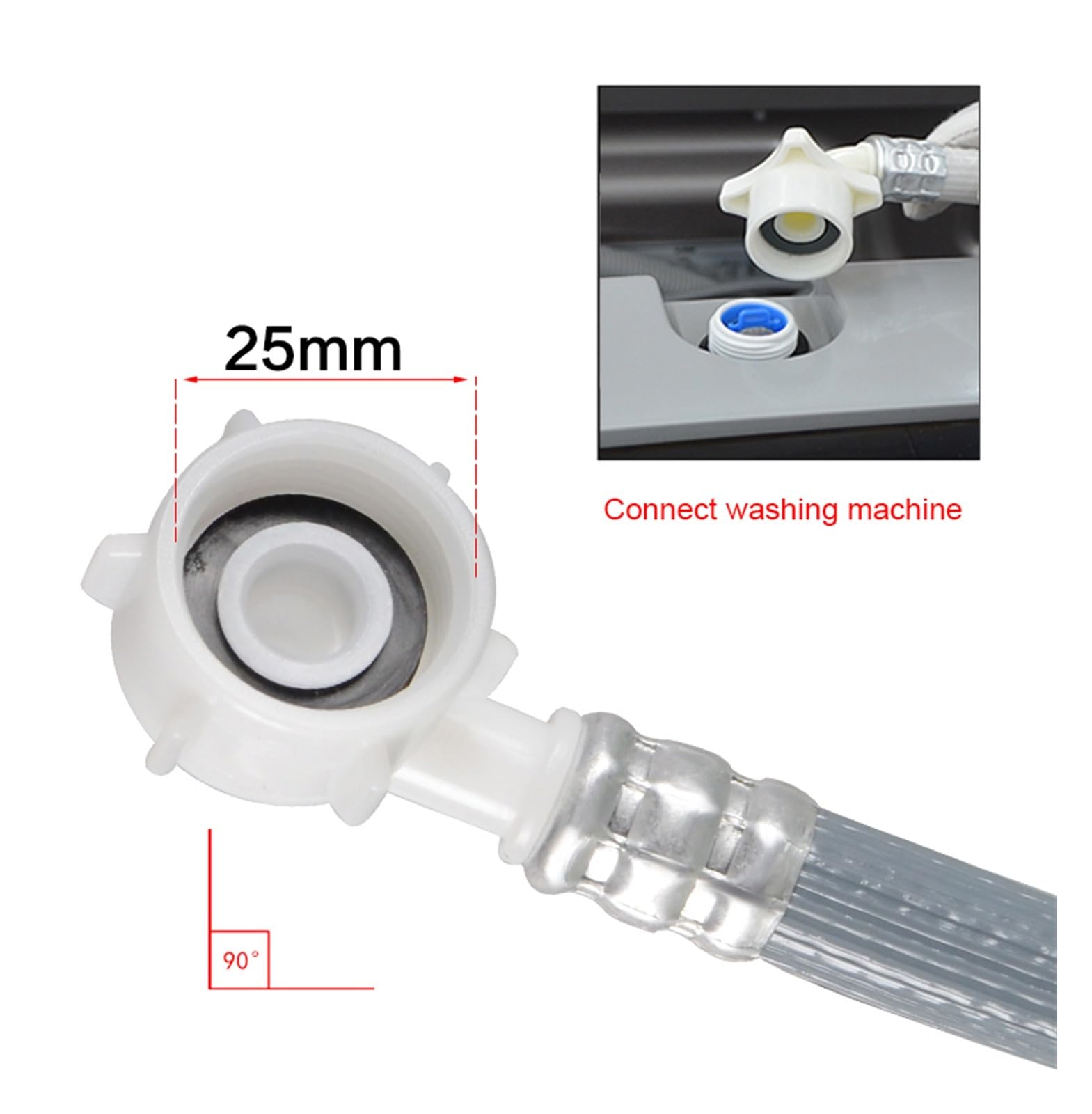 Manguera De Lavadora Con Tubo De Entrada De 3/4 Pulgadas, Tubo De PVC, Manguera De Llenado De Alimentación De Agua Con Curva De 90 Grados | 1m
