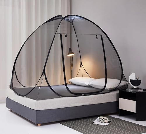 Vista 22 de Mengersi Tienda de campaña con mosquitera para cama, toldo de cama desplegable con parte inferior de red, tienda de campaña para niños y niñas