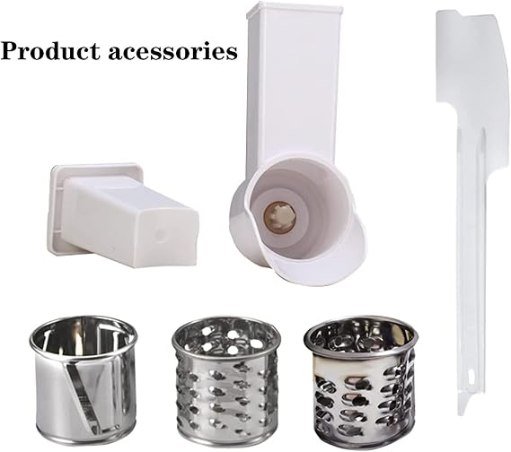 Commercial Cheese Grater, Rotary Cheese Grater, Vegetable Slicer with Three Drum Blades, Multi-Purpose Rotary Graters for Kitchen, Kitchen Essential Tools for Fruits, Vegetables