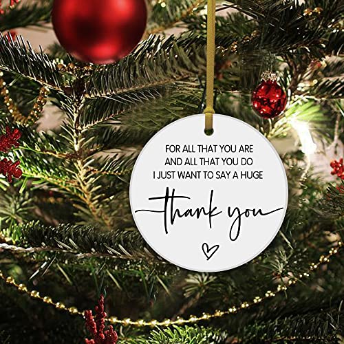 Rewidparty Thank You Gifts Thank You For All That You Do Christmas Ornament Keepsake Collectible Gifts Appreciation Gifts For Family Friends 3" Circle Ceramic Ornament With Gold Ribbon & Gift Box #TOP3