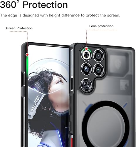 Miniatura 6 de Funda para ZTE Nubia Red Magic 11 Pro11 Pro+ con soporte para tarjetas, anillo magnético, parachoques de TPU suave + parte trasera translúcida de