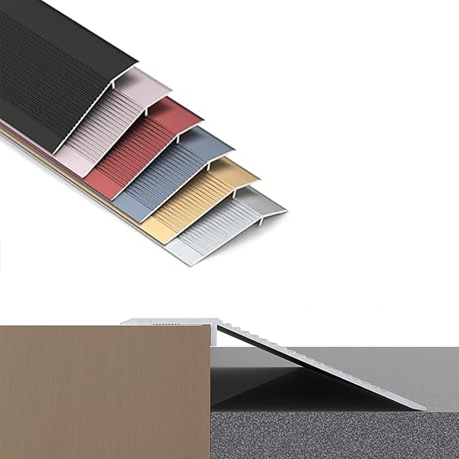 Reductor De Suelo De Tira De Transición De Aluminio, Perfil Transición Suelo Desnivel, Adecuado Para Umbral De Puertas, Rampa De Azulejos Laminados, Puente De Altura Entre 0.39 Y 1.37 Pulgadas(White,4