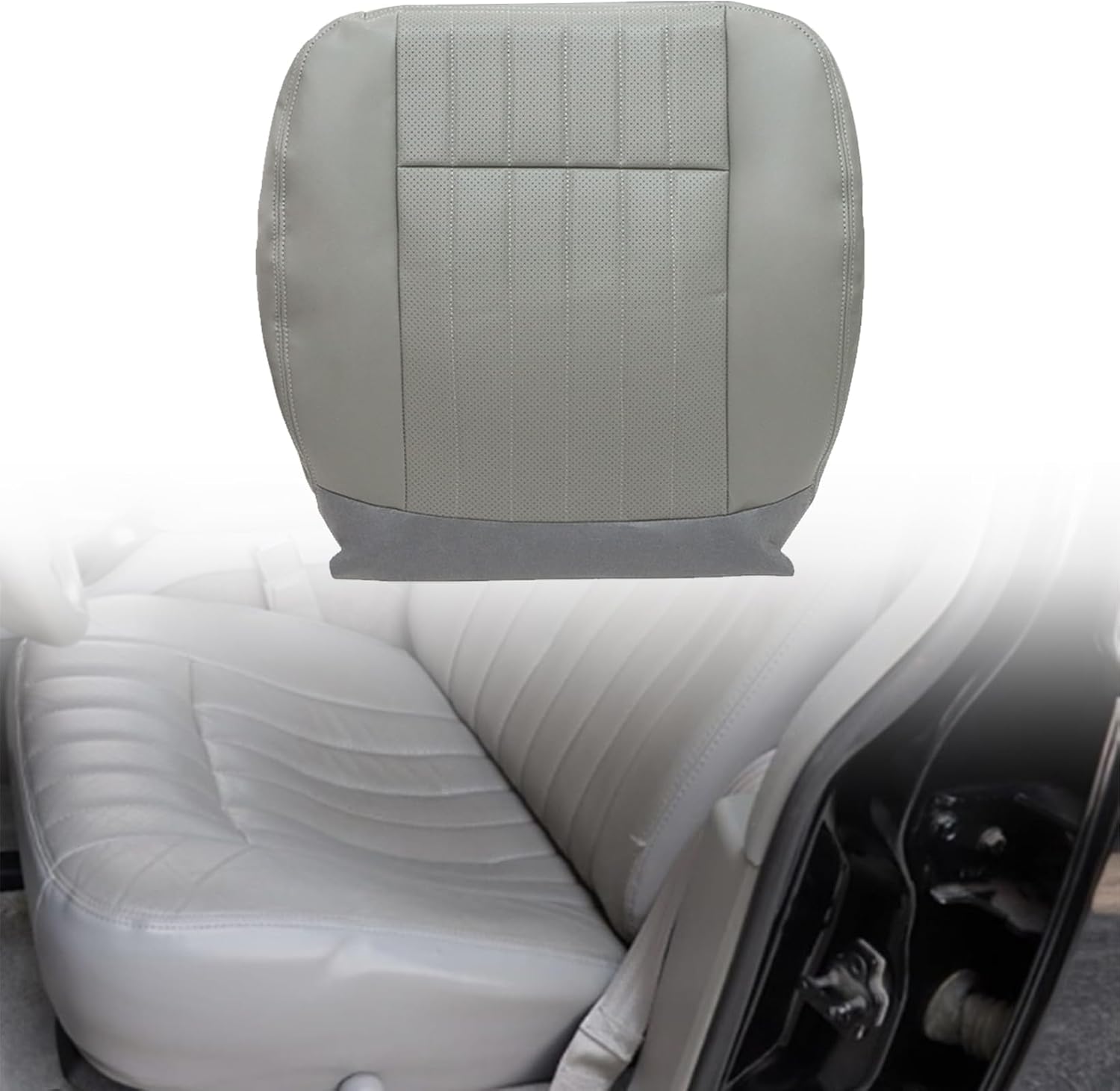 NLQR Front Driver Side Bottom Replacement Seat Cover Medium Gray 143 Microfiber Leather Compatible with Chevy Impala SS 1994 1995 1996