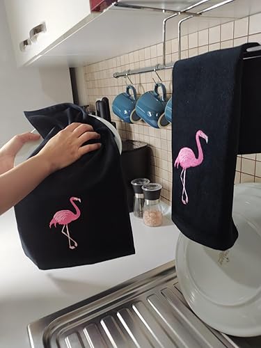 Miniatura 6 de Paquete de 2 toallas de mano Filamingo rosa intenso, 100% algodón suave, relleno de cesta, (12 x 20 pulgadas), decoración empaquetada de regalo,