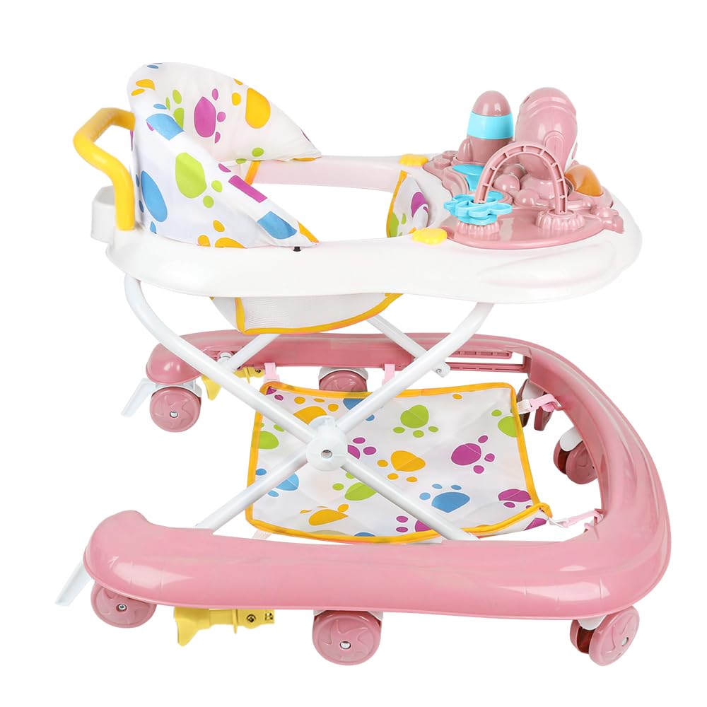 Girarrosto evolutivo para bebé niña 3 en 1, andador plegable con 3 alturas ajustables, asiento y bandeja removible, niños de 6+ meses, carga 12 KG - 62 x 68 x 36 - 81 cm, rosa