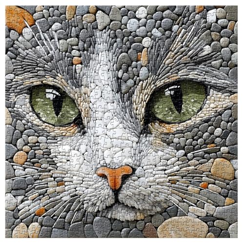 Cat Puzzles for Adults 1000 Pieces, Challenging Stone Mosaic Cats...