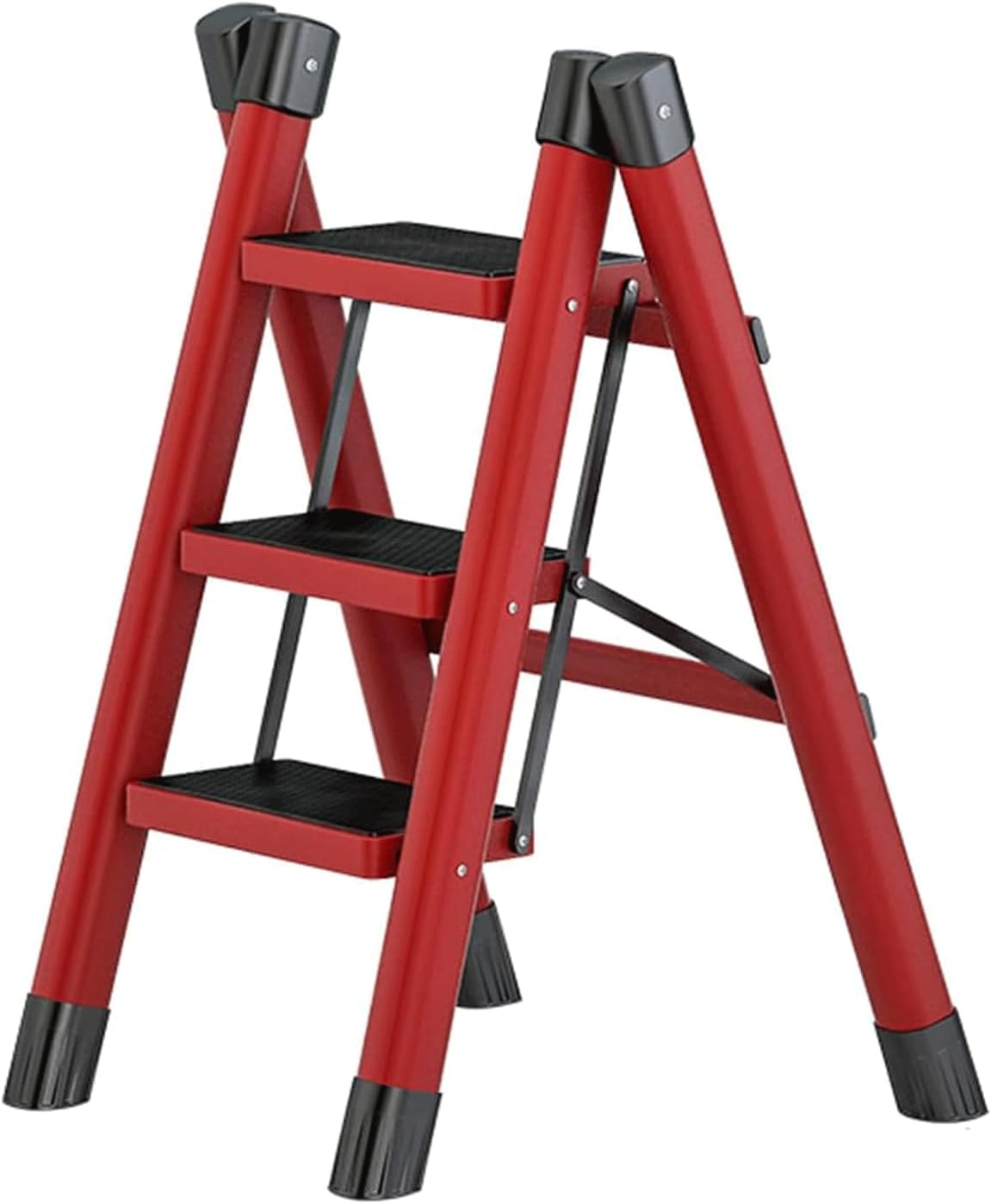 Folding Loft Ladder - 3/4 Steps, Carbon Steel, 150kg Capacity, 10.6in Anti-Slip Pedals, Portable Attic Access, Safe & Sturdy Step Ladder for Home Use