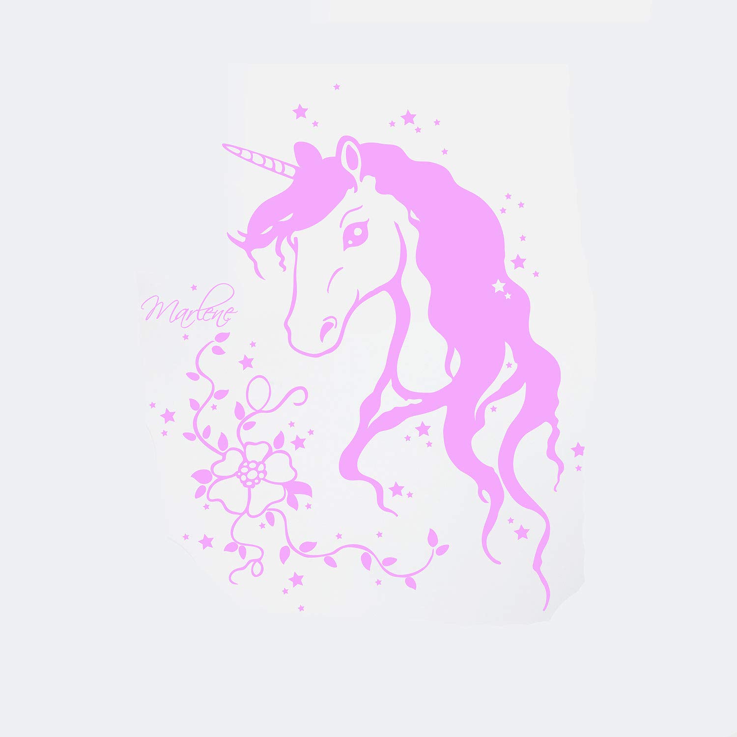 Wandtattoo Einhorn Mit Namen - Mädchenzimmer Deko 82x70cm Rosa