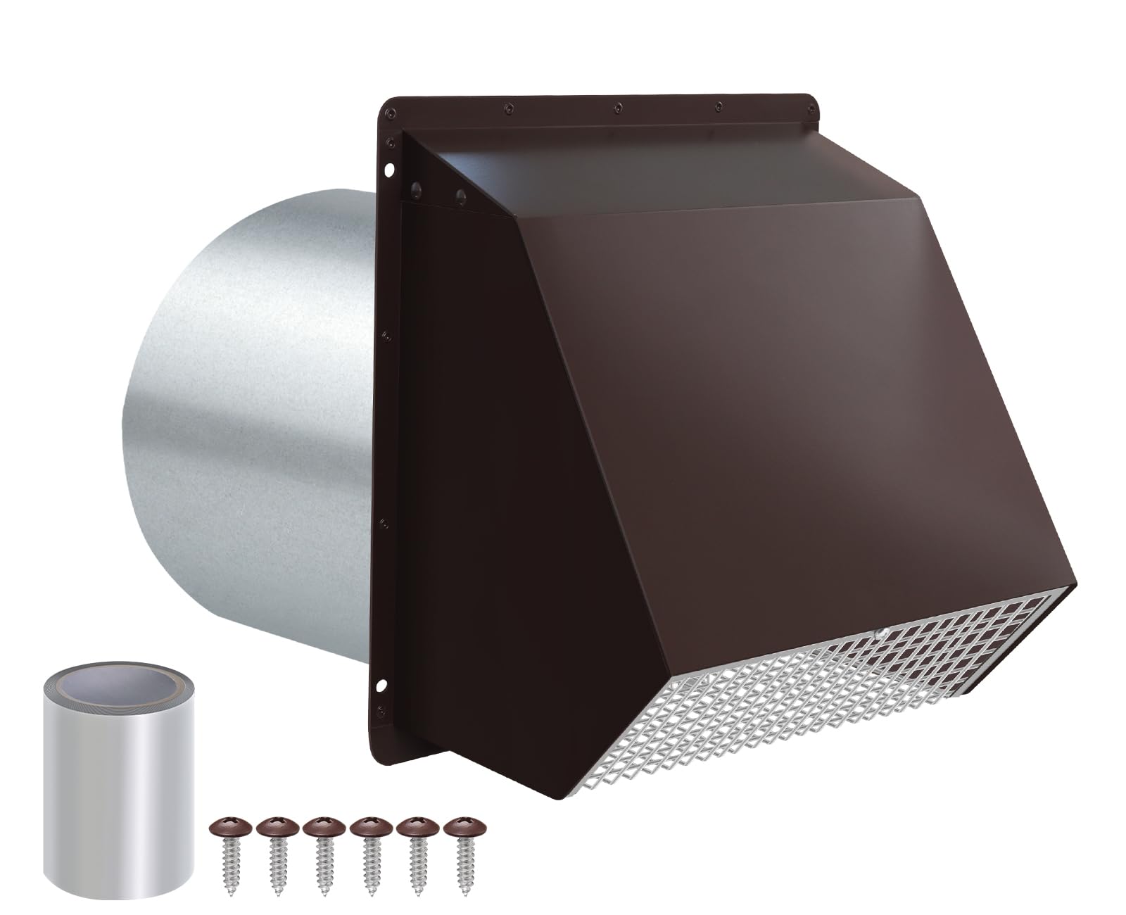 6 Inch Hooded Wall Vent with Screen and Damper,6" Vent Hood Wall Exhaust Vent Cover,Dryer Vent Cover Outside,6"Vent Cover Exterior Wall Vent Cap for Range Hood Kitchen Air Ventilation,Galvanized Steel