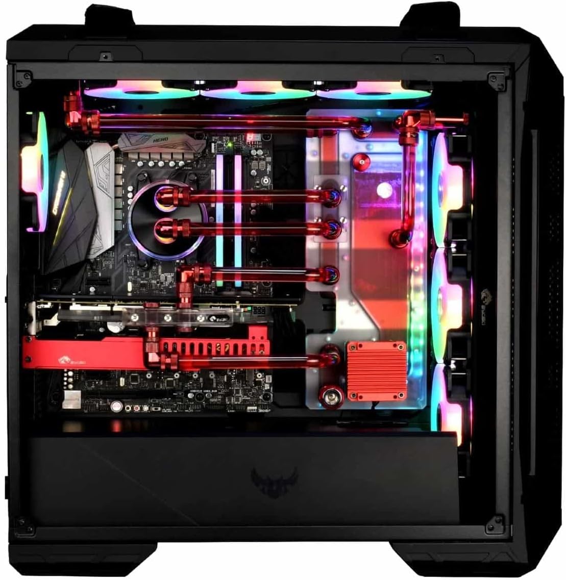 Bykski Distro Plate for ASUS TUF Gaming GT501 PMMA w/ 5v Addressable RGB(RBW) (RGV-AS-GT501-P-K) - DDC Pump with Armor