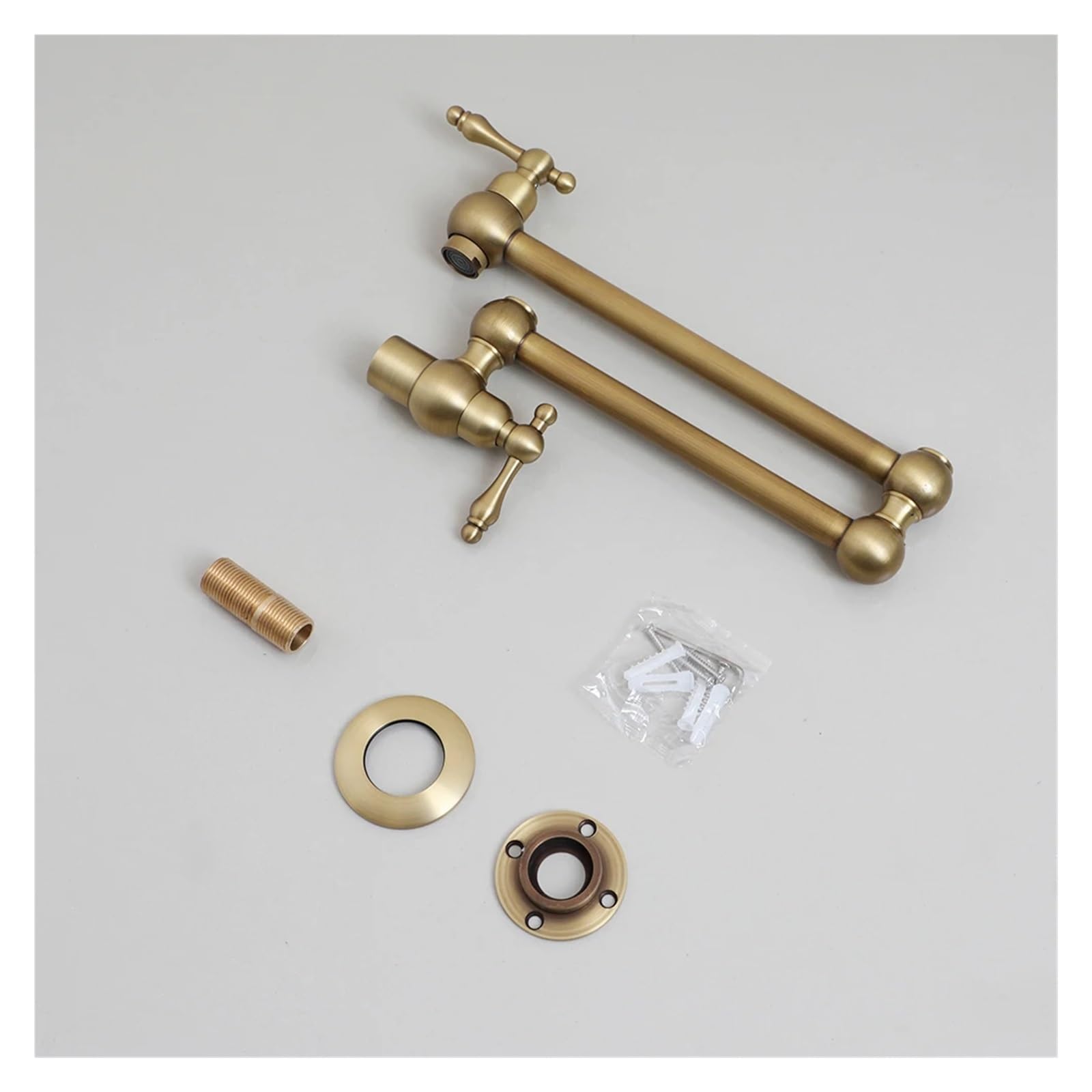 Rubinetto riempipentole in Ottone, Montato a Parete sopra Il Rubinetto dell'Acqua del fornello, 2 Maniglie, rubinetti riempipentole Pieghevoli ed estensibili, Rubinetto(Brushed Nickel)