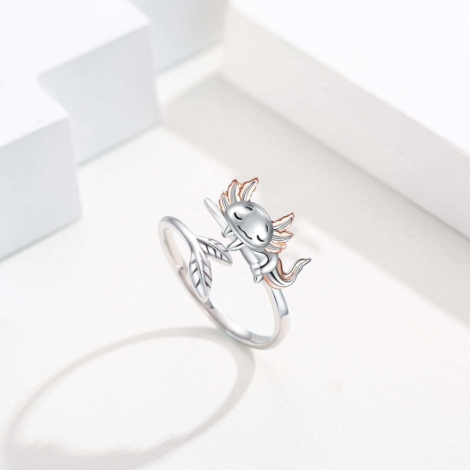 Axolotl Ring For Women Hypoallergenic 925 Sterling Silver Cute Mexican Animal Adjustable Open Ring Axolotl Jewelry Gifts - Image 2