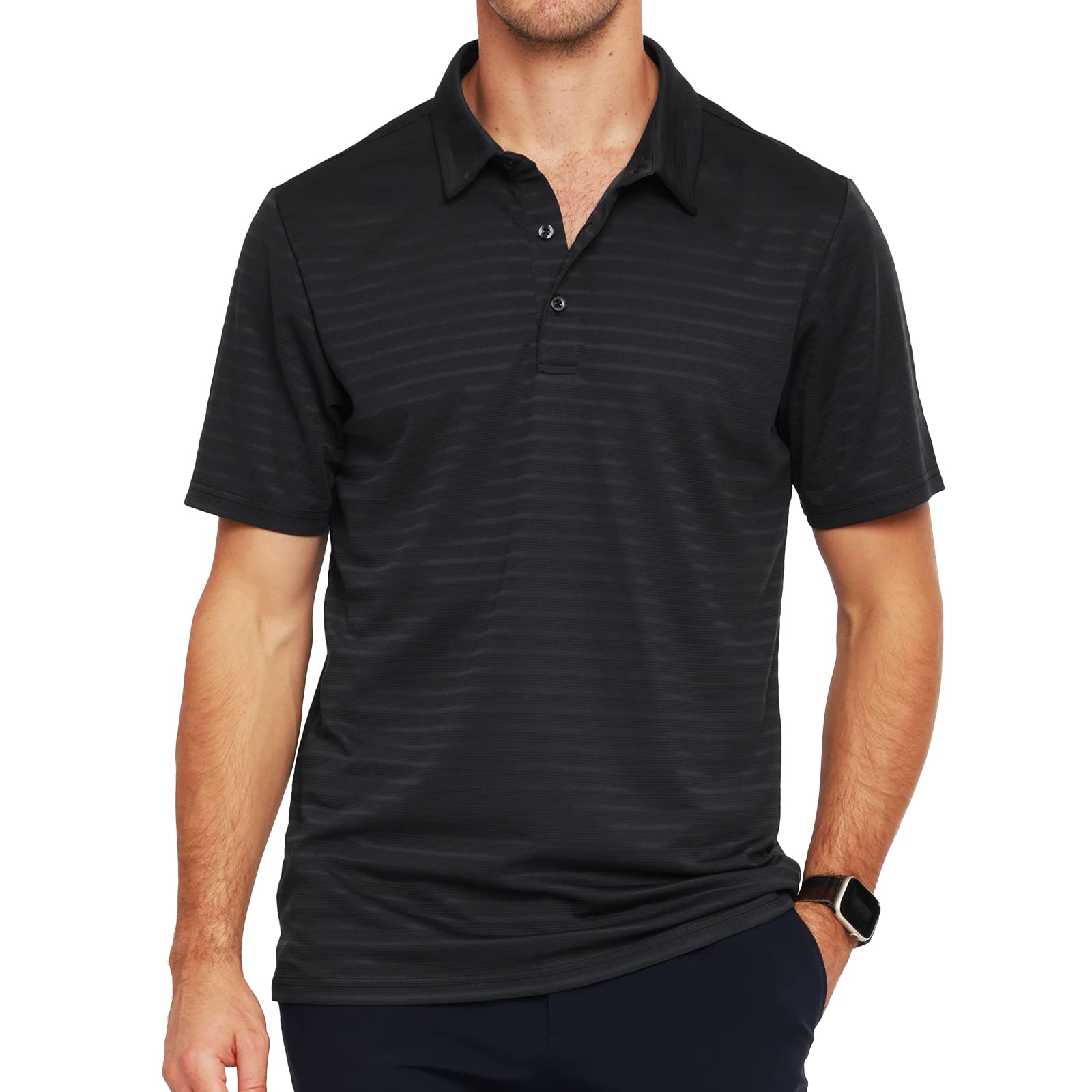 MIERMen's Quick Dry Polo Shirts Short and Long Sleeve Polyester Casual Golf Shirts Soft Breathable Collared Shirts