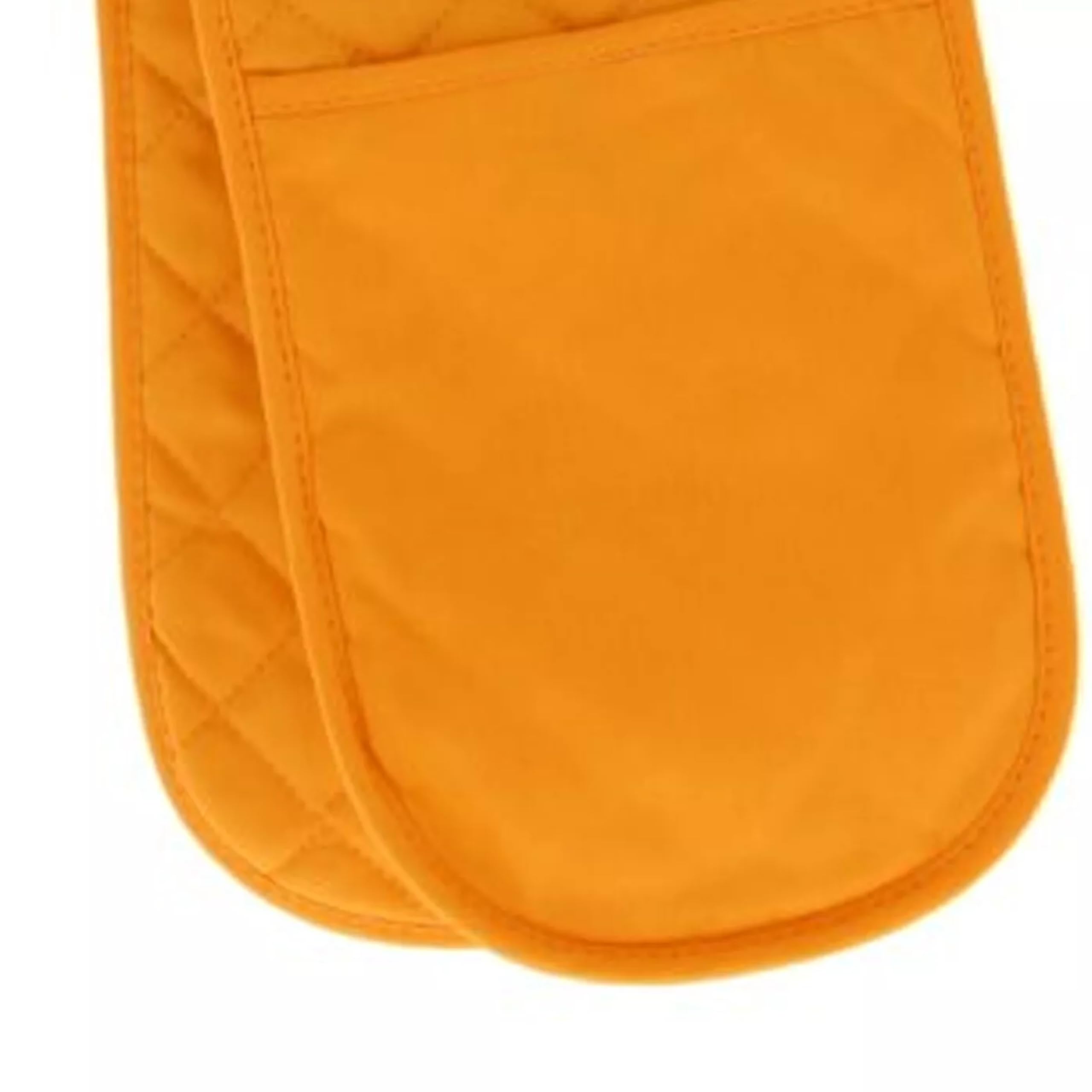 Orange Double Oven Glove – 100% Cotton Quilted Heat Resistant Kitchen Mitt – Extra Long Insulated Cooking Glove with Hanging Loop – Vibrant & Durable for Baking, Roasting & Grilling