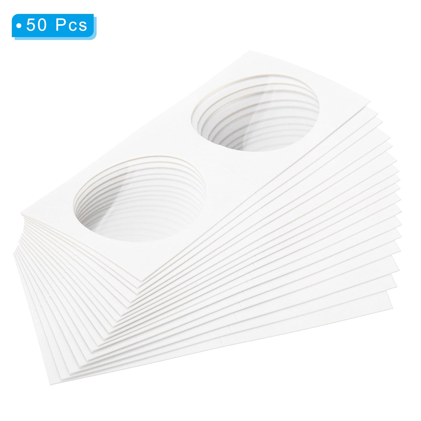 PATIKIL 2 x 2 Coin Flips, 50 Pack 40mm Cardboard Coin Holder Paper Coin Holders for Coin Collection Supplies Collector White - Image 3