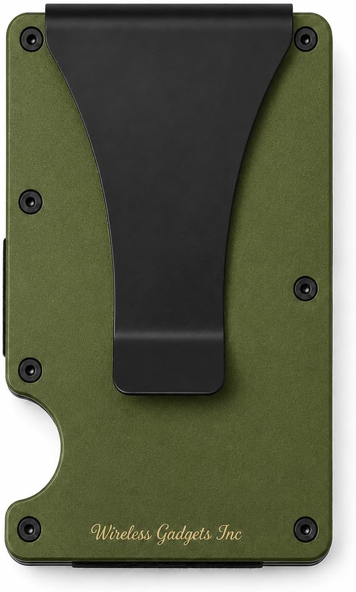 Slim Wallet for Men: RFID Credit Card Holder & Money Clip - Army Green