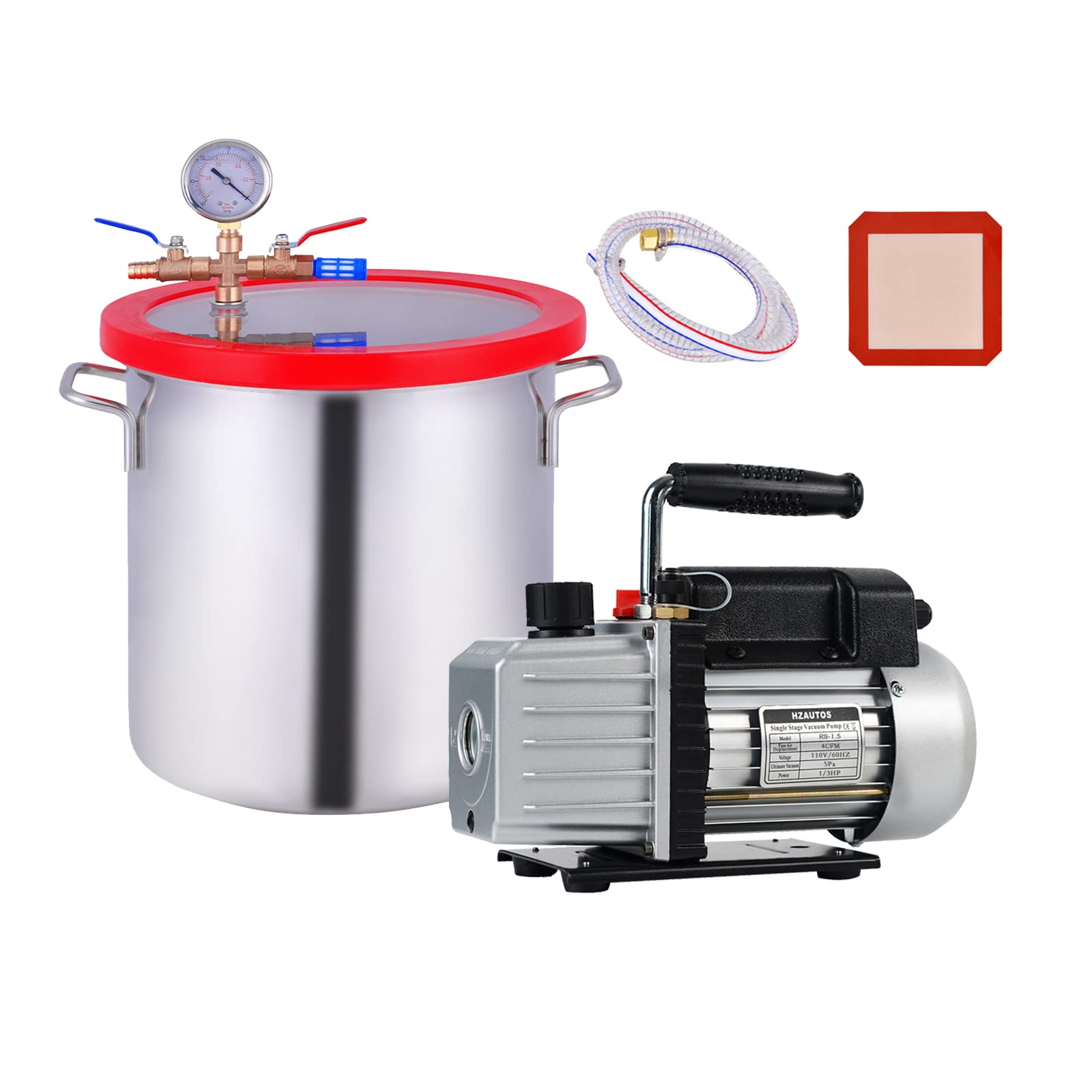 Buy 3 Gallon Tempered Glass Lid Vacuum Chamber with 4CFM 1/4HP Single