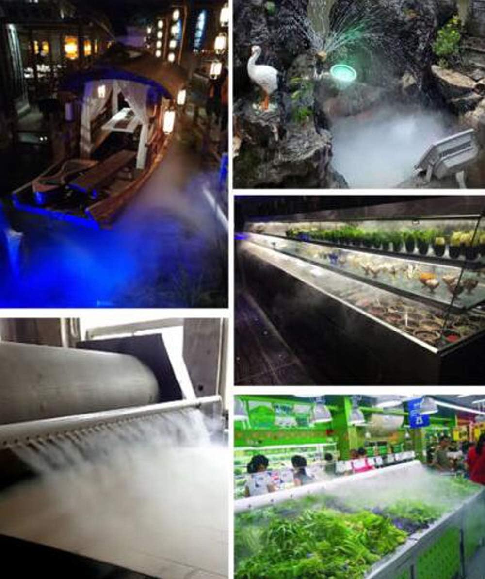 Mist Maker 10 Head Ultrasonic Mist Maker Fogger Mister Air Humidifier Fog Machine with Waterproof Power Supply for Gardening Pond Pool Rockery Balcony Landscape