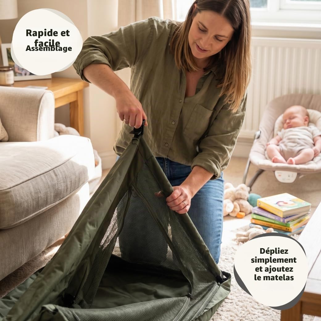 Venture Le lit bébé de Voyage Airpod Comprend Un Matelas en Mousse et Un Sac de Transport de 100 x 60 cm (Argent)