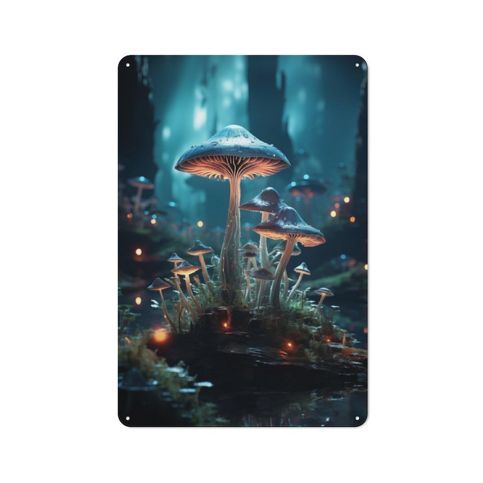 Junmoney Verdant Glow Mushroom 30X20cm Vintage Metal Plaque With For Garage Or Workshop, A Christmas Gift For People Styling Garage And Workshop