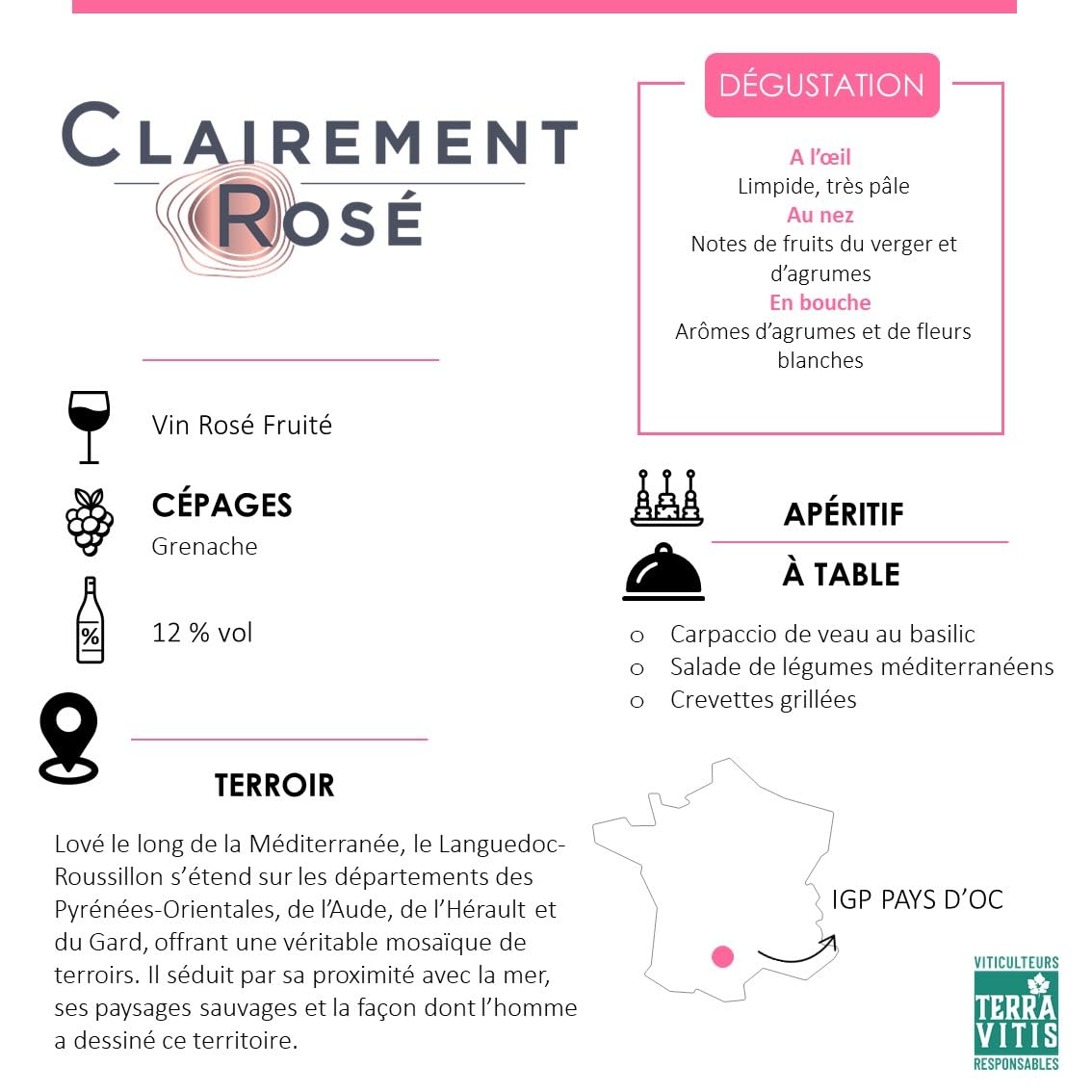 Clairement Rosé de Roche Mazet - Vino variedad Garnacha Gris - IGP Pays d'Oc - 6 botellas de 75 cl