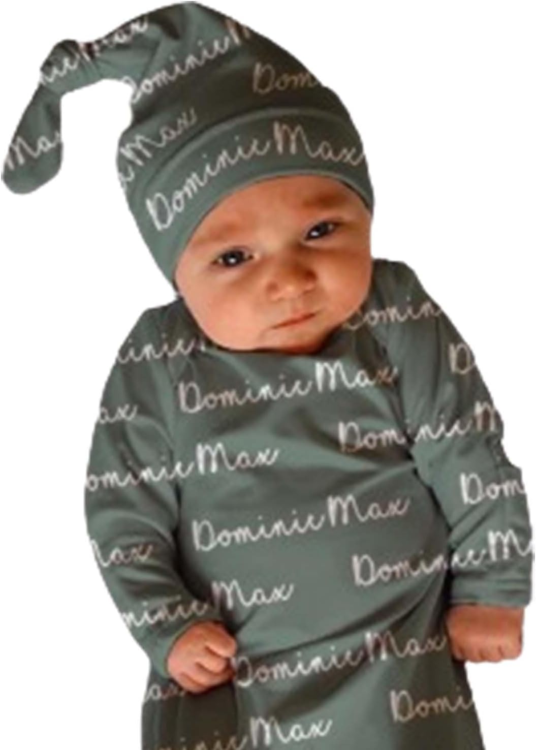 Personalized Name Gown Newborn Baby Boy Coming Home Outfit Custom Knotted Gown Newborn Boy Hospital Outfit baby Gowns Newborn Girl Gift(0-3 months) (Style 1)