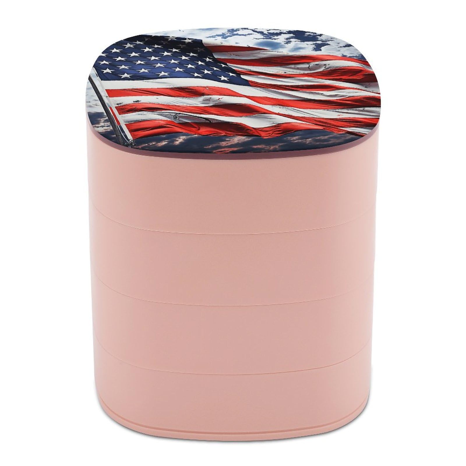 Boîte à bijoux rotative drapeau américain pour sublimer votre coiffeuse