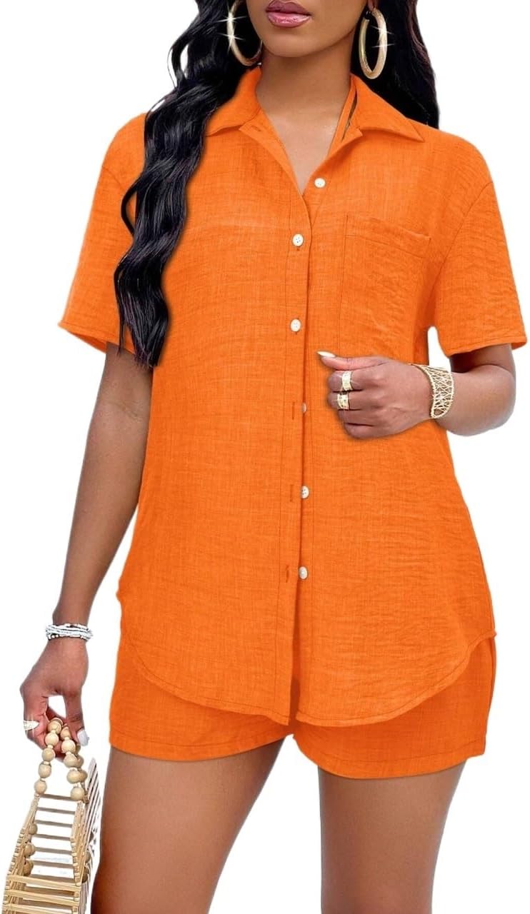 Women's Casual Loose Button Top Regular Fit For Spring And Summer