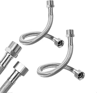 2 PCS Mangueras Flexibles de Acero Inoxidable 304 3/8'' (20 cm), Alargador Manguito Grifo Universal, Alargador Grifo para Válvula Angular, Baño, Cocina y Calentador de Agua