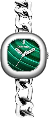 CIGA Design Watches for Women Aglaia Collection Quartz Watch, Gem-Set Bezel, Elegant Mother-of-Pearl Dial, Refined Leather Strap with Buckle for Women Watch
