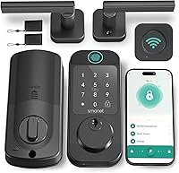 Vista 1 de SMONET - Cerradura de puerta sin llave con asa – Cerraduras inteligentes de huellas dactilares WiFi SMONET para puerta delantera, control remoto