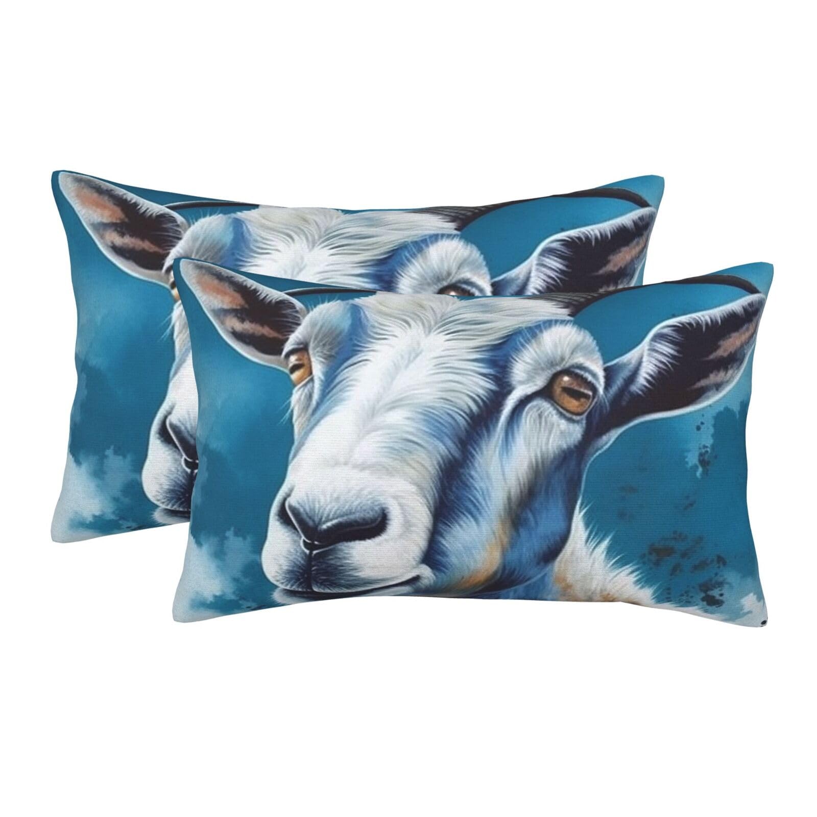 2 Pack Pillow Cases with Hidden Zipper, Soft Breathable Pillow Covers for Hair and Skin, Blue Goat Print Pillowcases 20"x30" Bed Pillow Protectors Cover for Sleeping Gifts