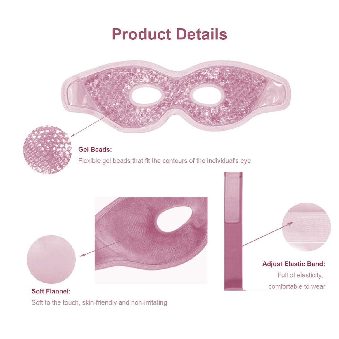 Cooling Gel Eye Mask with Eye Holes, 2 PCS Cold Eye Packs for Puffiness & Swelling, Reusable Hot Cold Compress Heat Ice Gel Pack, Purple and Pink — Amazon image 2