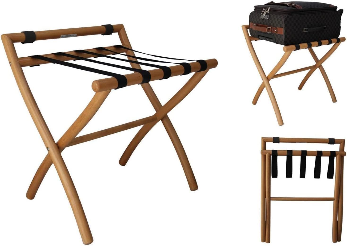 Classic Luggage Rack - Suitcase Holder for Bedroom, Folding Suitcase Stand with Backrest, Multifunctional Solid Wood Storage Rack, Travel Break Folding Stool,One Color-2PCS