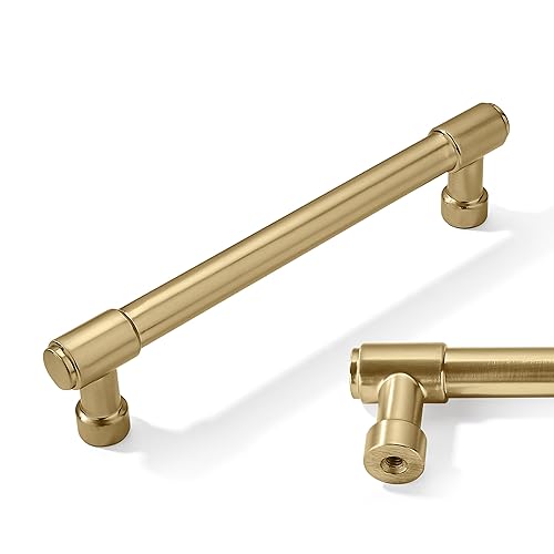 10 Pack 5 Inch Brushed Gold Cabinet Pulls Satin Brass