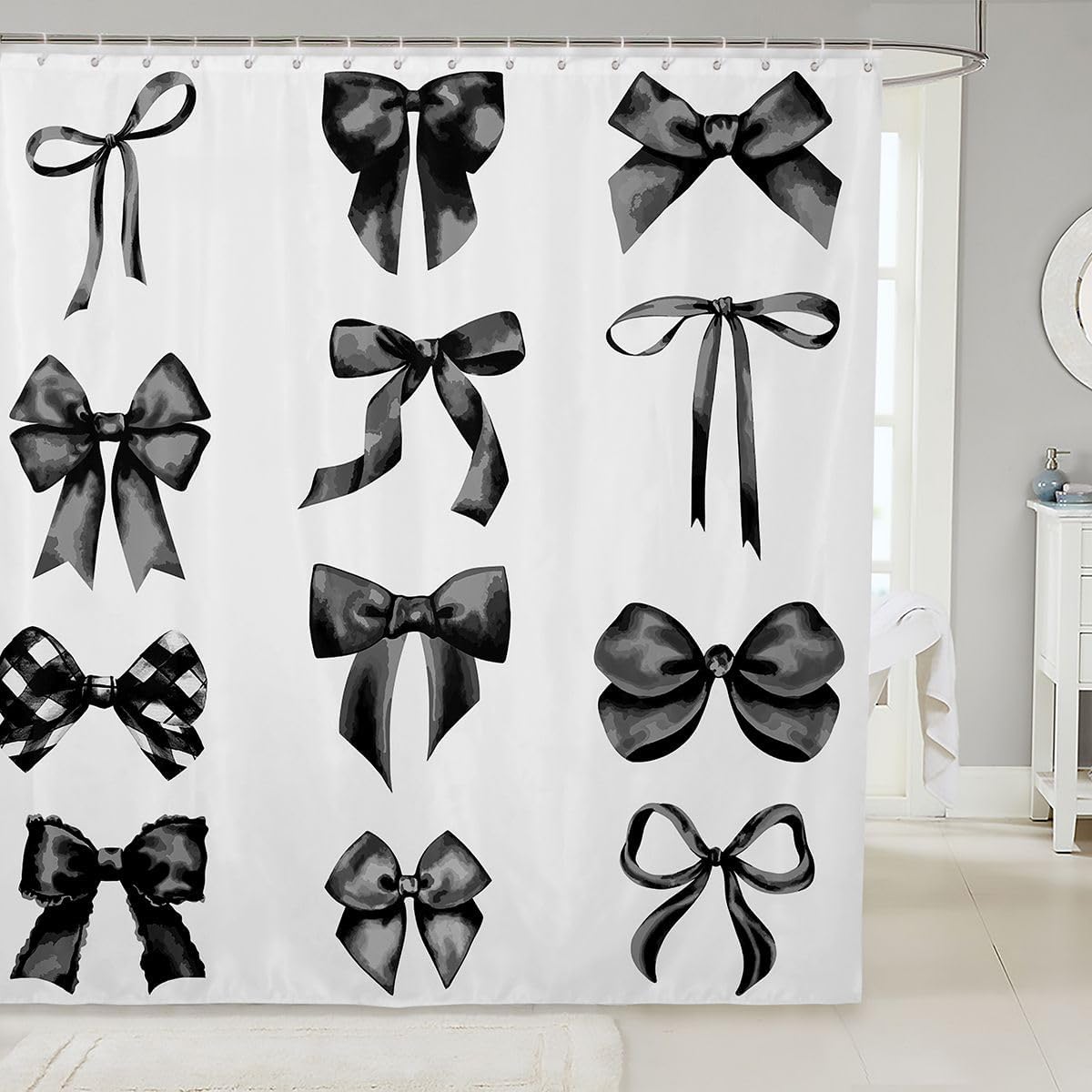 Erosebridal Pink Bow Shower Curtain Dreamy Coquette Bow Bath Curtain Fantasy Coquette Bowknot Bathroom Accessories Princess Trendy Fashion Modern Aesthetic Fabric Shower Curtains 72" Wx78 L image 5