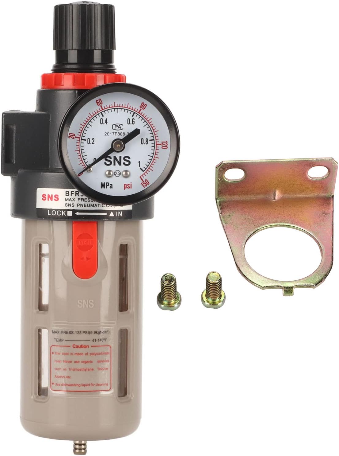 Air Compressor Filter G3/8 Air Compressor Filter, Oil Water Separator Pressure Regulator Combo Oil Water Separator 1.0MPA with Stable for Replacement