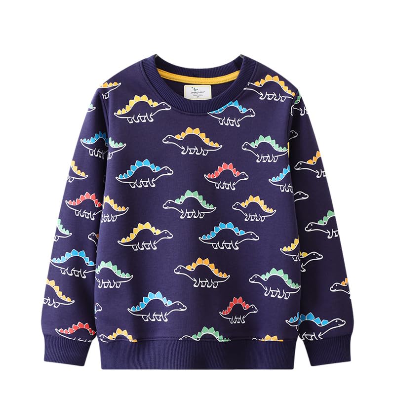 Meufam Toddler Boys Crewneck Sweatshirt Fashion Dinosaur Print Shirts Long Sleeve Cartoon Pullover Sweater for Kids
